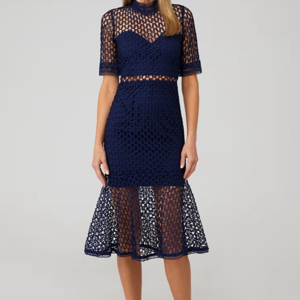 Bardot FIONA MESH DRESS French Navy 6 - Picture 5 of 12